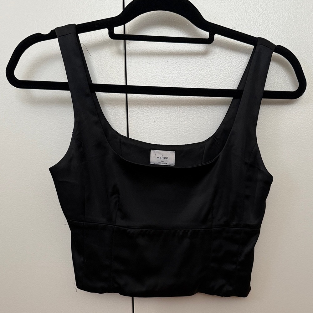 Wilfred Black Satin Crop Top